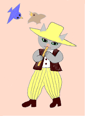 ケーナを吹くグレ