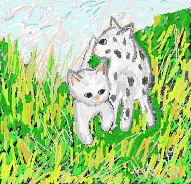 エミーとマスターの2匹の仔猫たちは、やんちゃ盛り