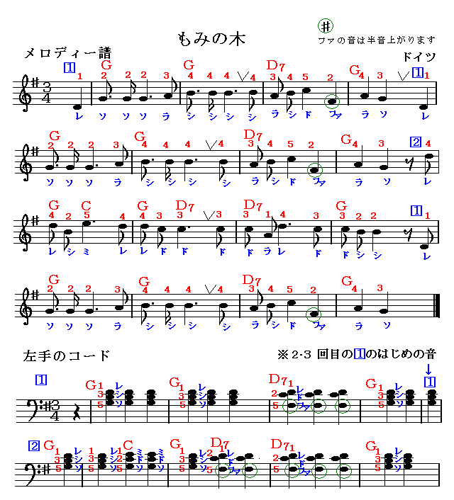 もみの木　楽譜