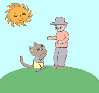 ネコと会話する人間